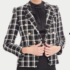 GENERATION LOVE Alexa Tweed Blazer in Black & White